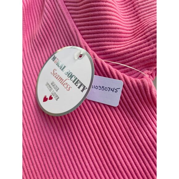 MORAL SOCIETY, PINK, SIZE M/L PINK S/S TOP, NWT - Picture 5 of 5